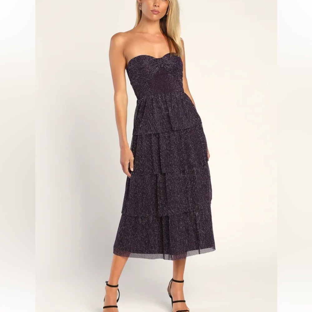 Lulus Purple Tiered Strapless Dress